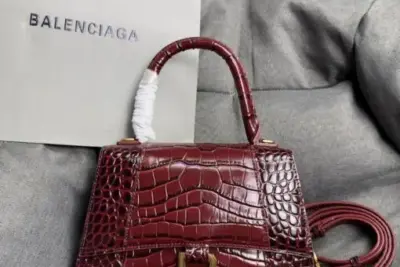 Balenciaga Hourglass Bag Red Crocodile