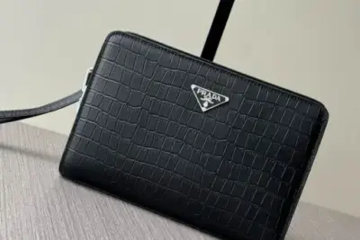Prada Clutch Wallet Crocodile Black