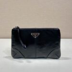 Prada Saffiano Leather Pouch Wallet Glossy Black