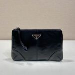 Prada Saffiano Leather Pouch Wallet Glossy Black