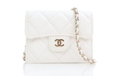 Chanel Cardholder On Chain White Caviar