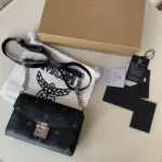 MCM Tracy Medium Shoulder Bag Black