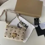 MCM Tracy Medium Shoulder Bag Beige
