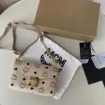 MCM Tracy Medium Shoulder Bag Beige