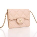 Chanel Caviar Card Holder On Chain Light Beige - Image 2