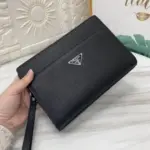 Prada Saffiano Leather Pouch Wallet Black