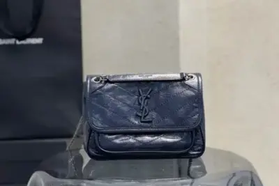 YSL Niki Baby Bag Calfskin Navy Blue