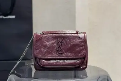 YSL Niki Baby Bag Calfskin Burgundy