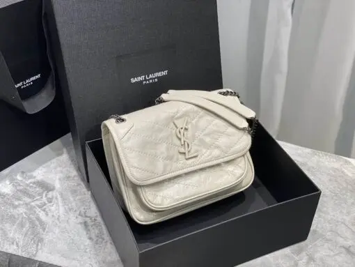 YSL Niki Baby Bag Calfskin White