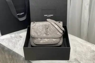 YSL Niki Baby Bag Calfskin Lite Grey