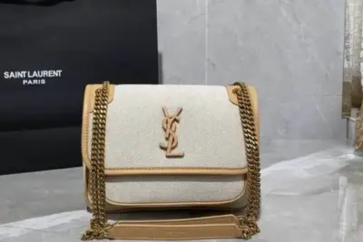 YSL Saint Laurent Medium Niki Bag in Canvas and Vintage Leather