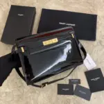 YSL Manhattan Baguette Shoulder Bag Shiny Black