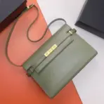 YSL Manhattan Baguette Calfskin Shoulder Bag Olive Green
