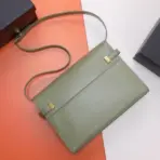 YSL Manhattan Baguette Calfskin Shoulder Bag Olive Green - Image 3