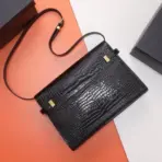 YSL Manhattan Baguette Shoulder Bag Crocodile Black - Image 2