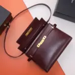 YSL Manhattan Baguette Calfskin Shoulder Bag Maroon - Image 3