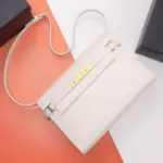 YSL Manhattan Baguette Calfskin Shoulder Bag White