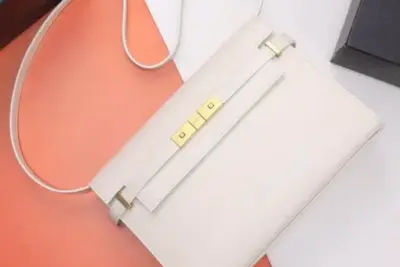 YSL Manhattan Baguette Calfskin Shoulder Bag White