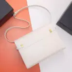 YSL Manhattan Baguette Calfskin Shoulder Bag White - Image 3