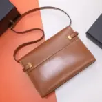 YSL Manhattan Baguette Calfskin Shoulder Bag Brown - Image 2