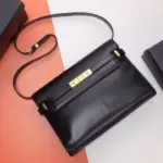 YSL Manhattan Baguette Calfskin Shoulder Bag Black