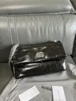 Balenciaga Monaco Chain Bag Black Arena Calfskin - Image 2