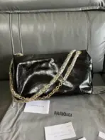 Balenciaga Monaco Chain Bag Black Arena Calfskin - Image 4