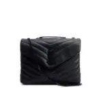 YSL Black Quilted Leather Medium Loulou Monogram Shoulder Bag