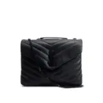 YSL Black Quilted Leather Medium Loulou Monogram Shoulder Bag