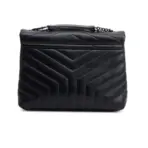 YSL Black Quilted Leather Medium Loulou Monogram Shoulder Bag - Image 2