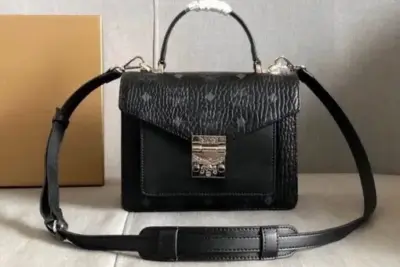MCM Tracy Satchel Bag Black