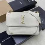 YSL Saint Laurent Niki Medium Shoulder Bag in Grained White