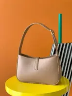 YSL Mini Leather Shoulder Bag Brown - Image 3