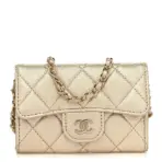 Metallic Lambskin Quilted Belt Bag Gold