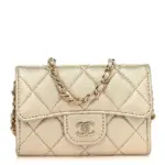 Metallic Lambskin Quilted Belt Bag Gold