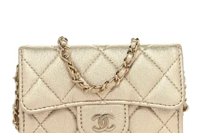 Metallic Lambskin Quilted Belt Bag Gold