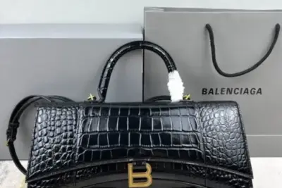 Balenciaga Hourglass Bag Crocodile Black