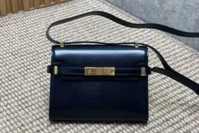 YSL Manhattan Baguette Shoulder Bag Navy Blue