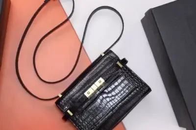 YSL Manhattan Baguette Bag Crocodile Black
