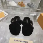 LV Bliss Shearling Mules Slipper Black