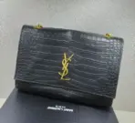 YSL Kate Medium Chain Bag Crocodile Black