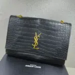 YSL Kate Medium Chain Bag Crocodile Black