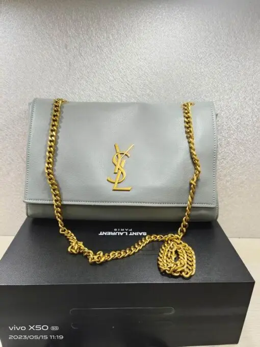 YSL Kate Medium Chain Bag Sky Blue - Image 2