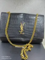 YSL Kate Medium Chain Bag Crocodile Black - Image 2