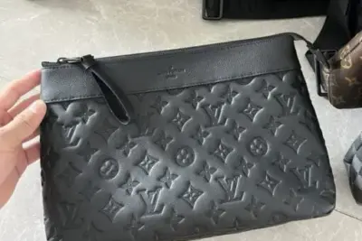 LV Pochette Voyage Souple Monogram Shadow Leather Black