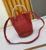 Balenciaga Drawstring Bucket Bag Red