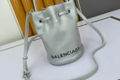 Balenciaga Drawstring Bucket Bag Silver