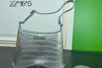Balenciaga ‘XX Small’ Hobo Bag Silver Crocodile