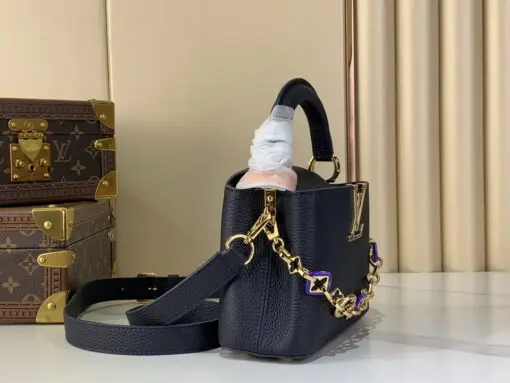 LV BB Black Taurillon Leather Mini Handbag With Accented Jewel - Image 3