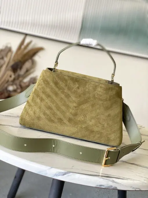 LV Capucines MM Souple Handbag Dark Khaki Sued - Image 3